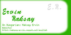 ervin maksay business card